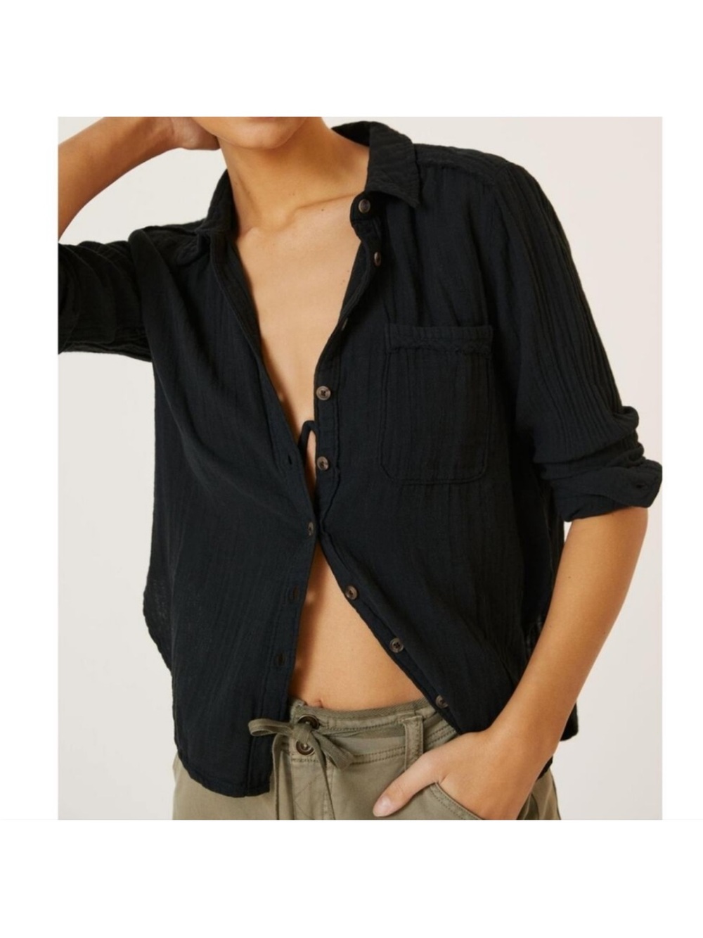 Pilcro Faded Black Lightweight Button-Down Shirt